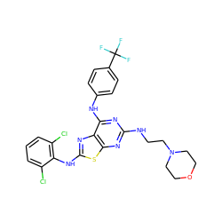 FC(F)(F)c1ccc(Nc2nc(NCCN3CCOCC3)nc3sc(Nc4c(Cl)cccc4Cl)nc23)cc1 ZINC000043202263