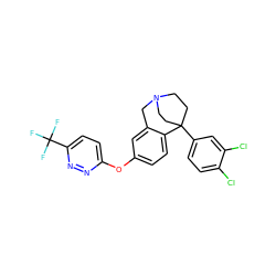 FC(F)(F)c1ccc(Oc2ccc3c(c2)CN2CCC3(c3ccc(Cl)c(Cl)c3)CC2)nn1 ZINC000114348587