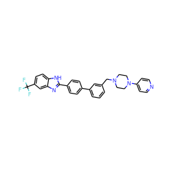 FC(F)(F)c1ccc2[nH]c(-c3ccc(-c4cccc(CN5CCN(c6ccncc6)CC5)c4)cc3)nc2c1 ZINC000045334516