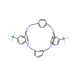 FC(F)(F)c1ccc2c(c1)C1=NCc3ccc(cc3)CN=C3C=CN(Cc4cccc(c4)CN2C=C1)c1ccc(C(F)(F)F)cc13 ZINC000377853468