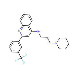 FC(F)(F)c1cccc(-c2cc(NCCCN3CCCCC3)c3ccccc3n2)c1 ZINC000208042953