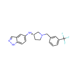 FC(F)(F)c1cccc(CN2CC[C@H](Nc3ccc4[nH]ncc4c3)C2)c1 ZINC000114332319