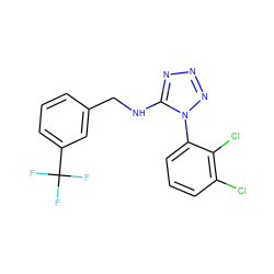 FC(F)(F)c1cccc(CNc2nnnn2-c2cccc(Cl)c2Cl)c1 ZINC000071340312