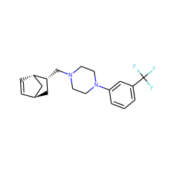 FC(F)(F)c1cccc(N2CCN(C[C@@H]3C[C@H]4C=C[C@H]3C4)CC2)c1 ZINC000100415794