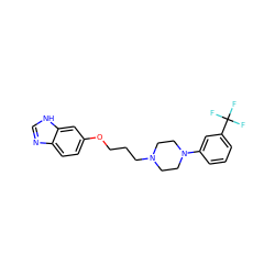 FC(F)(F)c1cccc(N2CCN(CCCOc3ccc4nc[nH]c4c3)CC2)c1 ZINC000028823968