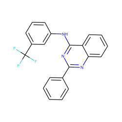 FC(F)(F)c1cccc(Nc2nc(-c3ccccc3)nc3ccccc23)c1 ZINC000001745101