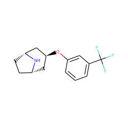 FC(F)(F)c1cccc(O[C@H]2C[C@@H]3CC[C@H](C2)N3)c1 ZINC000101387192