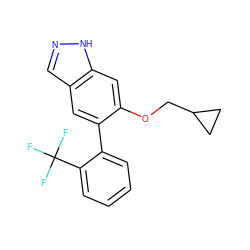 FC(F)(F)c1ccccc1-c1cc2cn[nH]c2cc1OCC1CC1 ZINC000169326337