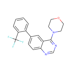 FC(F)(F)c1ccccc1-c1ccc2ncnc(N3CCOCC3)c2c1 ZINC000004264791