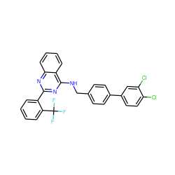 FC(F)(F)c1ccccc1-c1nc(NCc2ccc(-c3ccc(Cl)c(Cl)c3)cc2)c2ccccc2n1 ZINC000198318792