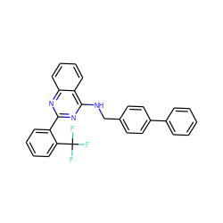 FC(F)(F)c1ccccc1-c1nc(NCc2ccc(-c3ccccc3)cc2)c2ccccc2n1 ZINC000198401962