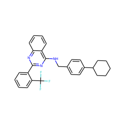 FC(F)(F)c1ccccc1-c1nc(NCc2ccc(C3CCCCC3)cc2)c2ccccc2n1 ZINC000169340421