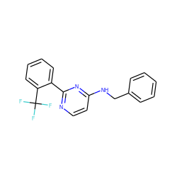 FC(F)(F)c1ccccc1-c1nccc(NCc2ccccc2)n1 ZINC000004267783