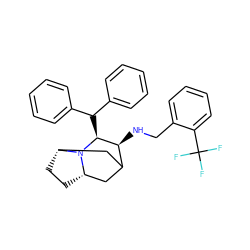 FC(F)(F)c1ccccc1CN[C@H]1C2C[C@@H]3CC[C@H](C2)N3[C@H]1C(c1ccccc1)c1ccccc1 ZINC000022937439