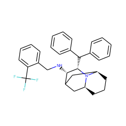 FC(F)(F)c1ccccc1CN[C@H]1C2C[C@@H]3CCC[C@H](C2)N3[C@H]1C(c1ccccc1)c1ccccc1 ZINC000022937459