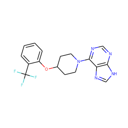 FC(F)(F)c1ccccc1OC1CCN(c2ncnc3[nH]cnc23)CC1 ZINC000072126079