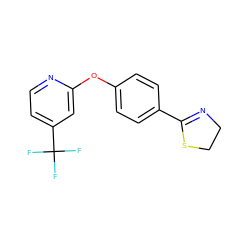 FC(F)(F)c1ccnc(Oc2ccc(C3=NCCS3)cc2)c1 ZINC000000122008