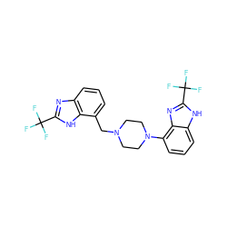 FC(F)(F)c1nc2c(N3CCN(Cc4cccc5nc(C(F)(F)F)[nH]c45)CC3)cccc2[nH]1 ZINC000045498175