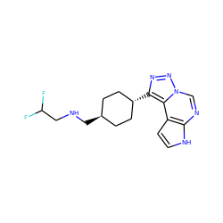 FC(F)CNC[C@H]1CC[C@H](c2nnn3cnc4[nH]ccc4c23)CC1 ZINC001772585201