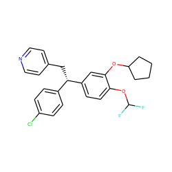 FC(F)Oc1ccc([C@@H](Cc2ccncc2)c2ccc(Cl)cc2)cc1OC1CCCC1 ZINC000013442063