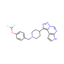 FC(F)Oc1ccc(CN2CCC(c3nnn4cnc5[nH]ccc5c34)CC2)cc1 ZINC001772611343