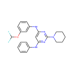 FC(F)Oc1cccc(Nc2cc(Nc3ccccc3)nc(N3CCCCC3)n2)c1 ZINC000073196444