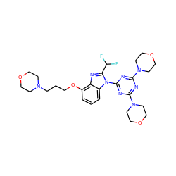 FC(F)c1nc2c(OCCCN3CCOCC3)cccc2n1-c1nc(N2CCOCC2)nc(N2CCOCC2)n1 ZINC000068246374