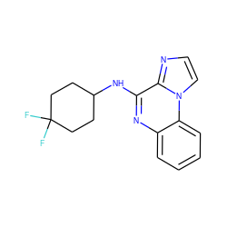 FC1(F)CCC(Nc2nc3ccccc3n3ccnc23)CC1 ZINC000096914238