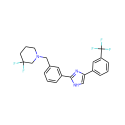 FC1(F)CCCN(Cc2cccc(-c3nc(-c4cccc(C(F)(F)F)c4)c[nH]3)c2)C1 ZINC000066258252