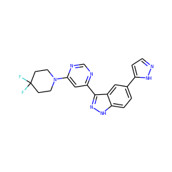 FC1(F)CCN(c2cc(-c3n[nH]c4ccc(-c5ccn[nH]5)cc34)ncn2)CC1 ZINC000225560248