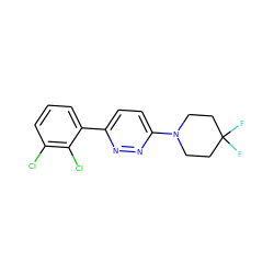 FC1(F)CCN(c2ccc(-c3cccc(Cl)c3Cl)nn2)CC1 ZINC000045340303