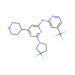 FC1(F)CCN(c2nc(Nc3cc(C(F)(F)F)ccn3)cc(C3CCNCC3)n2)C1 ZINC000299864097