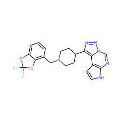 FC1(F)Oc2cccc(CN3CCC(c4nnn5cnc6[nH]ccc6c45)CC3)c2O1 ZINC001772612392