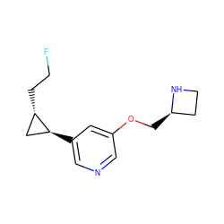 FCC[C@H]1C[C@@H]1c1cncc(OC[C@@H]2CCN2)c1 ZINC000095564666