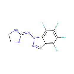 Fc1c(F)c(F)c2c(cnn2N=C2NCCN2)c1F ZINC000299838565