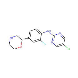 Fc1cc([C@H]2CNCCO2)ccc1Nc1ncc(Cl)cn1 ZINC000149954439