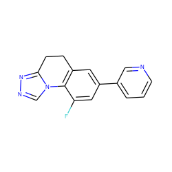 Fc1cc(-c2cccnc2)cc2c1-n1cnnc1CC2 ZINC000203553157