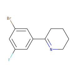 Fc1cc(Br)cc(C2=NCCCC2)c1 ZINC000653699909