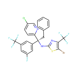 Fc1cc(C(F)(F)F)cc([C@](Cc2ccccc2)(Nc2nc(C(F)(F)F)c(Br)s2)c2ccc(Cl)cn2)c1 ZINC000150386526