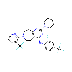 Fc1cc(C(F)(F)F)ccc1Nc1nc(N2CCCCC2)nc2c1CCN(c1ncccc1C(F)(F)F)CC2 ZINC000145221746