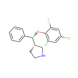 Fc1cc(Cl)cc(Cl)c1O[C@@H](c1ccccc1)[C@H]1CCNC1 ZINC000095587361