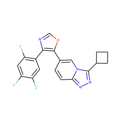 Fc1cc(F)c(-c2ncoc2-c2ccc3nnc(C4CCC4)n3c2)cc1F ZINC000014961350