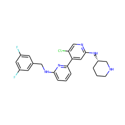 Fc1cc(F)cc(CNc2cccc(-c3cc(N[C@H]4CCCNC4)ncc3Cl)n2)c1 ZINC000169703696