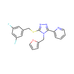 Fc1cc(F)cc(CSc2nnc(-c3ccccn3)n2Cc2ccco2)c1 ZINC000066167175