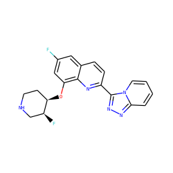 Fc1cc(O[C@@H]2CCNC[C@@H]2F)c2nc(-c3nnc4ccccn34)ccc2c1 ZINC000096175064