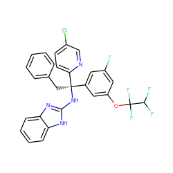 Fc1cc(OC(F)(F)C(F)F)cc([C@@](Cc2ccccc2)(Nc2nc3ccccc3[nH]2)c2ccc(Cl)cn2)c1 ZINC000103261154