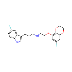 Fc1cc(OCCNCCCc2c[nH]c3ccc(F)cc23)c2c(c1)OCCO2 ZINC000013581125