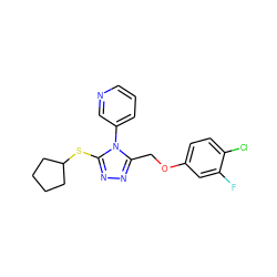 Fc1cc(OCc2nnc(SC3CCCC3)n2-c2cccnc2)ccc1Cl ZINC000095594886