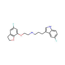 Fc1cc2c(c(OCCNCCCc3c[nH]c4ccc(F)cc34)c1)OCC2 ZINC000013581117