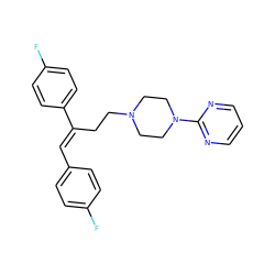 Fc1ccc(/C=C(\CCN2CCN(c3ncccn3)CC2)c2ccc(F)cc2)cc1 ZINC000027522732